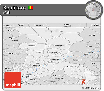 Silver Style Panoramic Map of Koulikoro