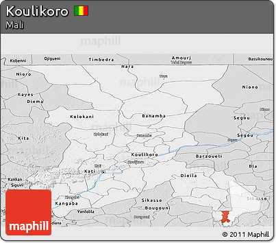 Silver Style Panoramic Map of Koulikoro