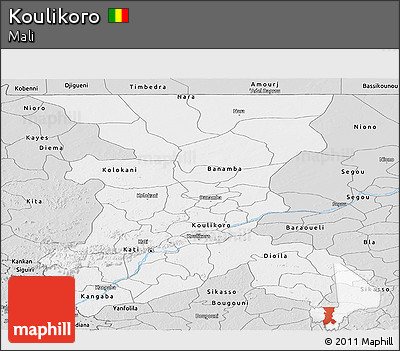 Silver Style Panoramic Map of Koulikoro