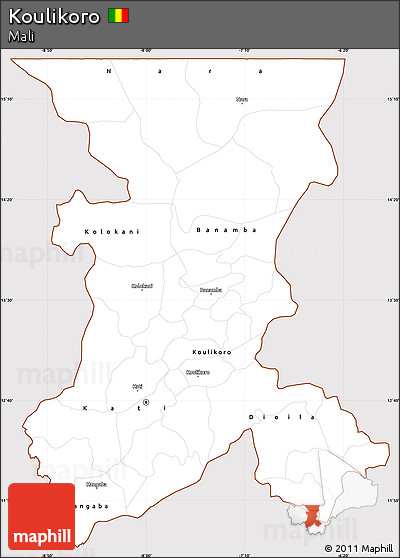 Classic Style Simple Map of Koulikoro, cropped outside