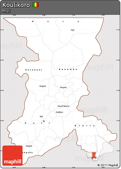 Classic Style Simple Map of Koulikoro, cropped outside