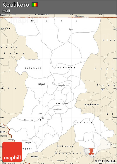 Classic Style Simple Map of Koulikoro