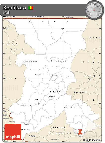 Classic Style Simple Map of Koulikoro