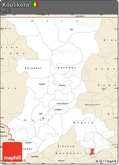 Classic Style Simple Map of Koulikoro