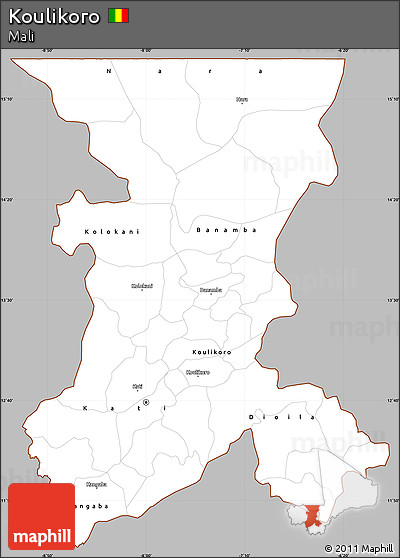 Gray Simple Map of Koulikoro, cropped outside
