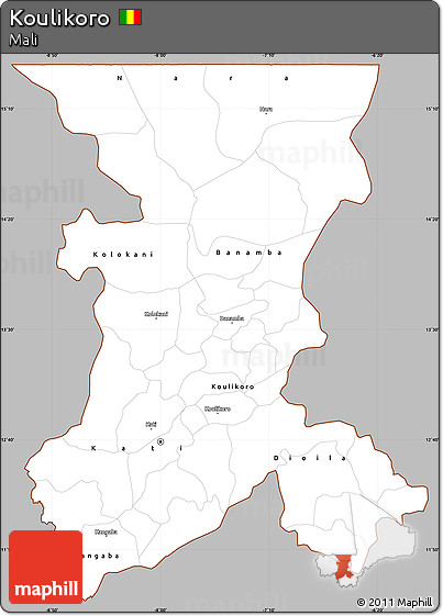Gray Simple Map of Koulikoro, cropped outside