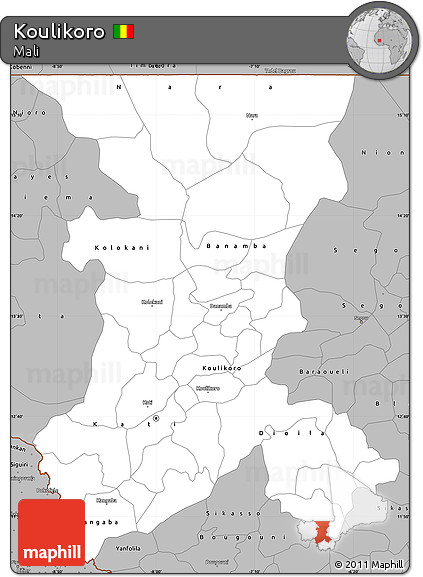 Gray Simple Map of Koulikoro