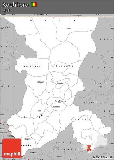 Gray Simple Map of Koulikoro
