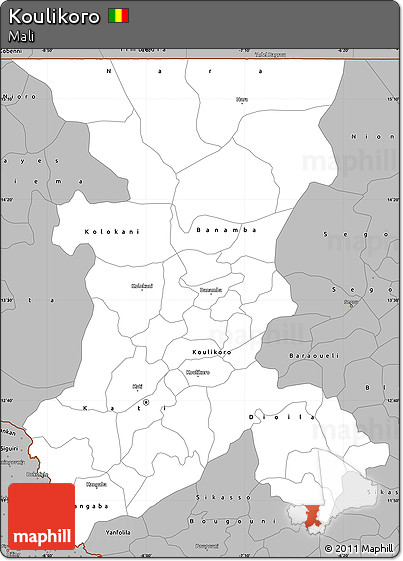 Gray Simple Map of Koulikoro