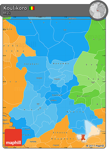 Political Shades Simple Map of Koulikoro