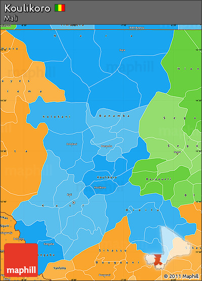 Political Shades Simple Map of Koulikoro