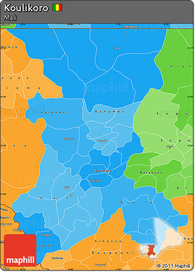 Political Shades Simple Map of Koulikoro