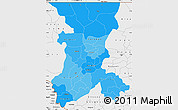 Political Shades Simple Map of Koulikoro, single color outside, borders and labels
