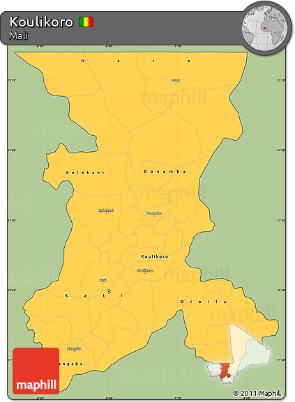 Savanna Style Simple Map of Koulikoro, cropped outside