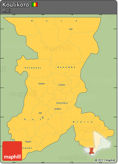 Savanna Style Simple Map of Koulikoro, cropped outside