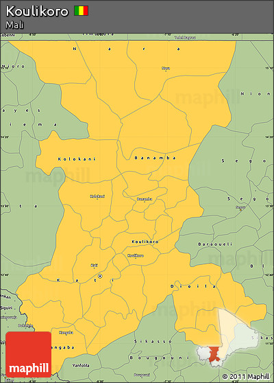 Savanna Style Simple Map of Koulikoro