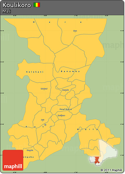 Savanna Style Simple Map of Koulikoro, single color outside