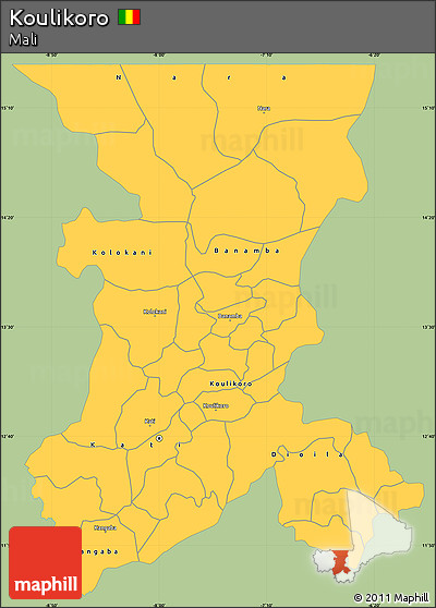 Savanna Style Simple Map of Koulikoro, single color outside