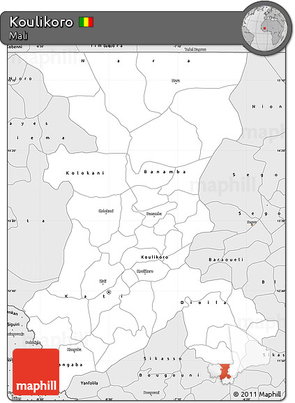 Silver Style Simple Map of Koulikoro