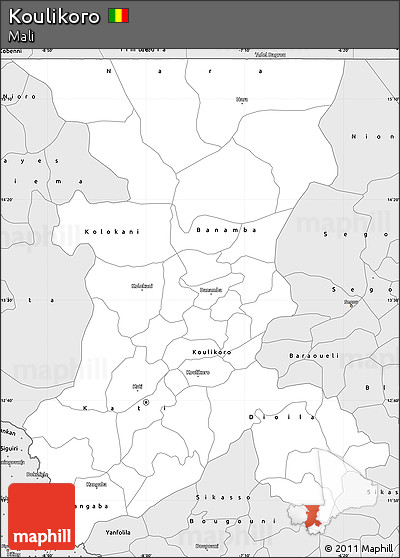 Silver Style Simple Map of Koulikoro