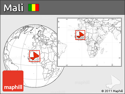 Blank Location Map of Mali, within the entire continent