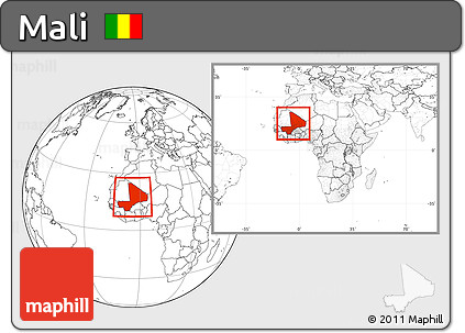 Blank Location Map of Mali, within the entire continent