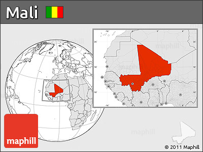 Blank Location Map of Mali, highlighted continent