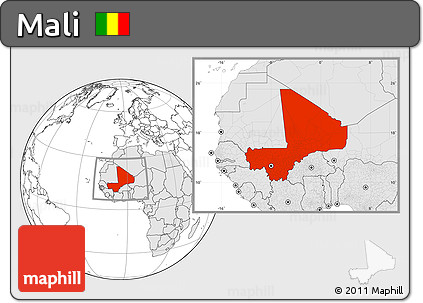 Blank Location Map of Mali, highlighted continent