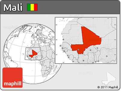 Blank Location Map of Mali, highlighted continent