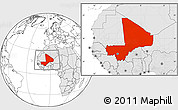 Blank Location Map of Mali, highlighted continent