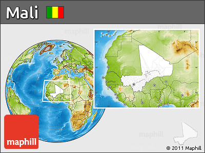 Blank Location Map of Mali, physical outside