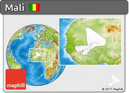 Blank Location Map of Mali, physical outside