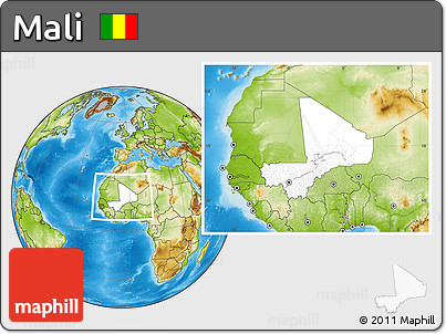 Blank Location Map of Mali, physical outside