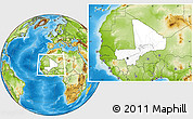 Blank Location Map of Mali, physical outside