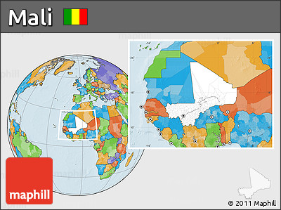 Blank Location Map of Mali, political outside