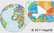 Blank Location Map of Mali, political outside