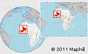 Gray Location Map of Mali, highlighted continent, within the entire continent