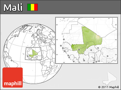 Physical Location Map of Mali, blank outside