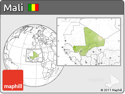 Physical Location Map of Mali, blank outside