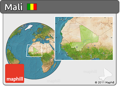 Physical Location Map of Mali, satellite outside