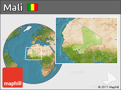 Physical Location Map of Mali, satellite outside