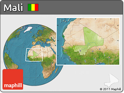 Physical Location Map of Mali, satellite outside