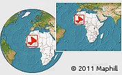 Satellite Location Map of Mali, highlighted continent, within the entire continent