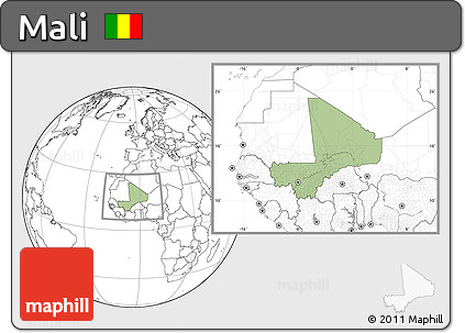 Savanna Style Location Map of Mali, blank outside