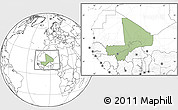 Savanna Style Location Map of Mali, blank outside