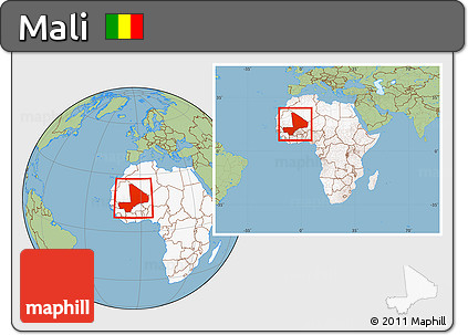 Savanna Style Location Map of Mali, highlighted continent, within the entire continent
