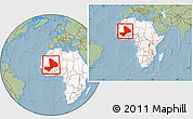 Savanna Style Location Map of Mali, highlighted continent, within the entire continent, hill shading