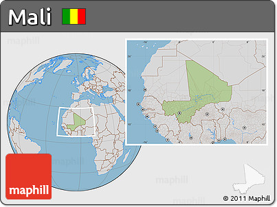 Savanna Style Location Map of Mali, lighten, desaturated, land only