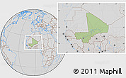 Savanna Style Location Map of Mali, lighten, desaturated