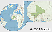 Savanna Style Location Map of Mali, lighten, land only